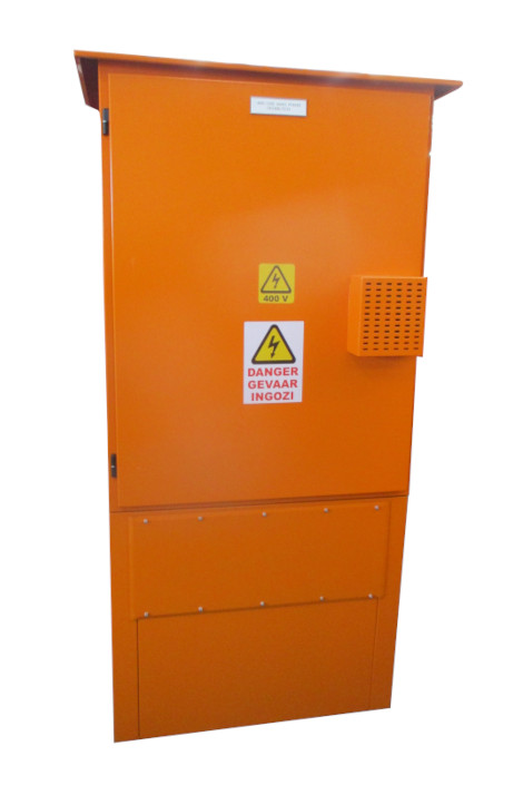 Floor standing single door kiosk, front and back access